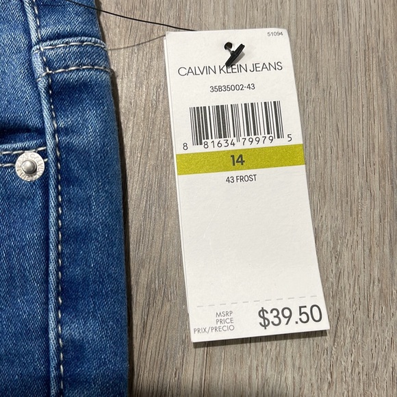NWT Calvin Klein Jeans size 14 girl mid-rise skinny blue jeans - Picture 4 of 14